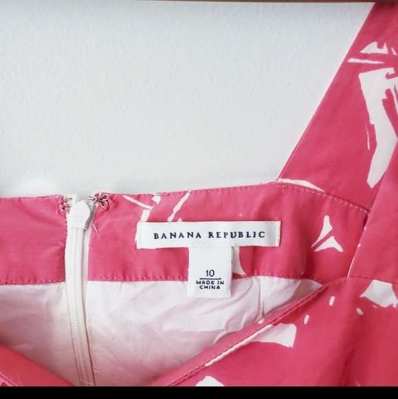 BANANA REPUBLIC Dress Midi Pink Cream Size 10 - Picture 3 of 3